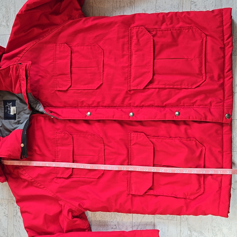 Woolrich Vintage mens Size XL Red Utility Jacket Detachable Hood - Picture 10 of 16